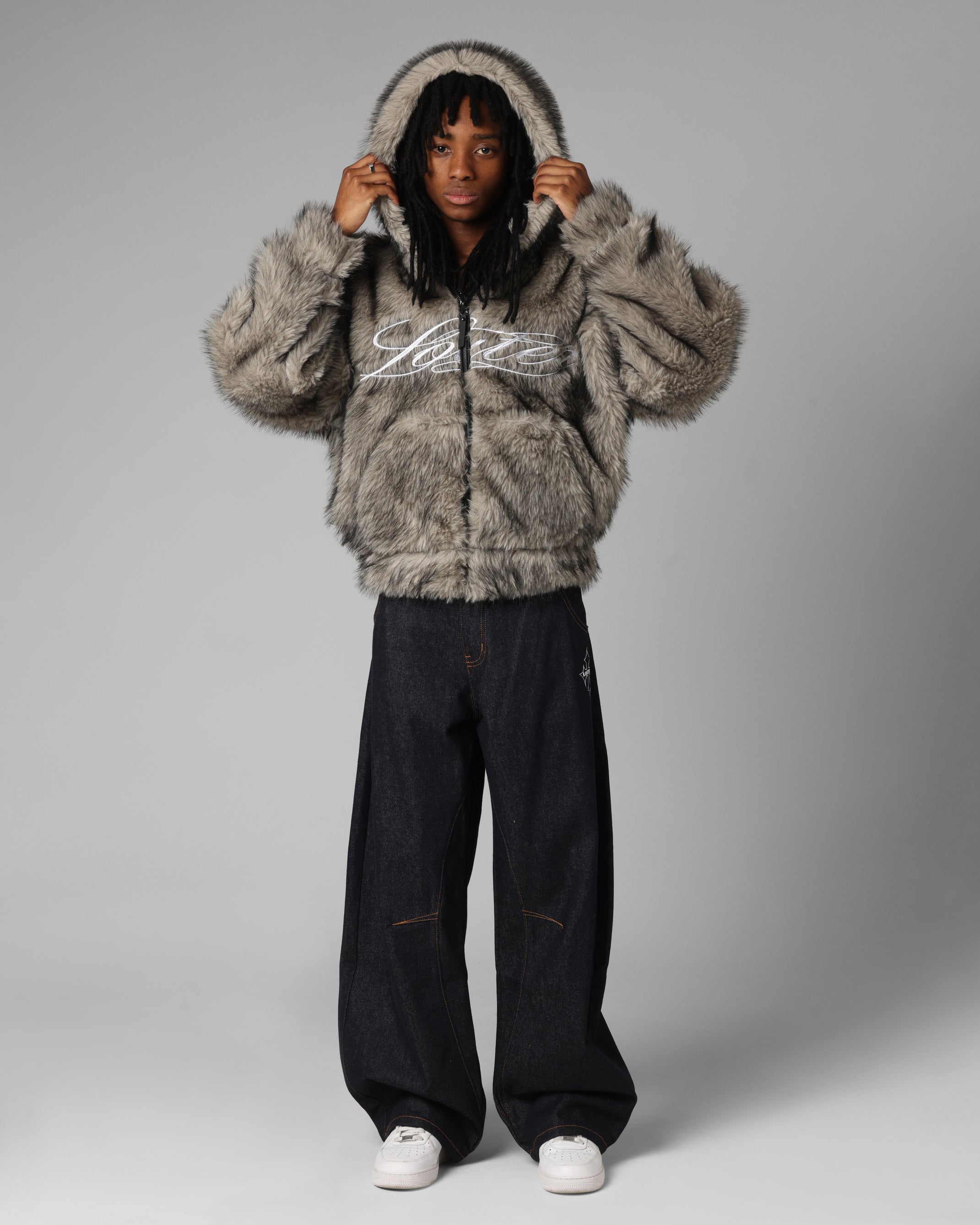 Loiter Faux Fur Hooded Jacket Off White | Culture Kings