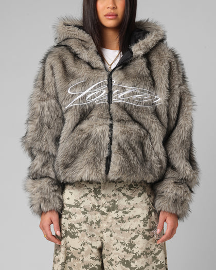 Loiter Faux Fur Hooded Jacket Off White Culture Kings