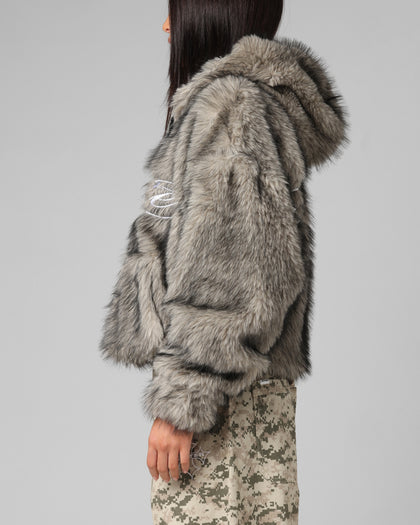 Loiter Faux Fur Hooded Jacket Off White Culture Kings