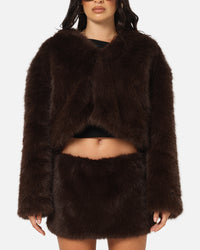 Ed Hardy Women's Faux Fur Jacket Brown