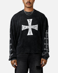 MNML Washed Chopper Thermal Long Sleeve T-Shirt Washed Black