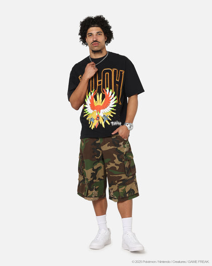 The Pokémon Collection By 73Studio Ho-Oh T-Shirt Black Acidwash