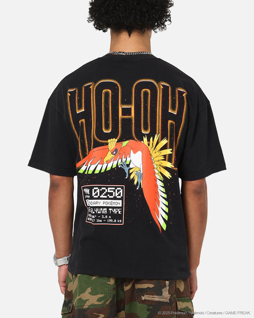 The Pokémon Collection By 73Studio Ho-Oh T-Shirt Black Acidwash