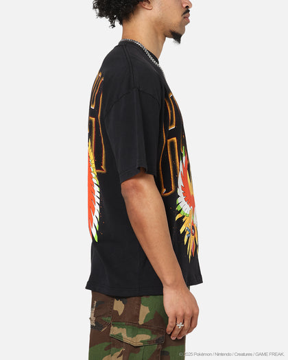 The Pokémon Collection By 73Studio Ho-Oh T-Shirt Black Acidwash