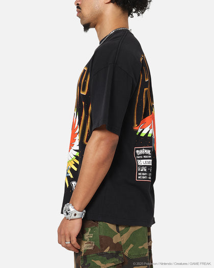 The Pokémon Collection By 73Studio Ho-Oh T-Shirt Black Acidwash