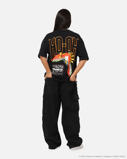 The Pokémon Collection By 73Studio Ho-Oh T-Shirt Black Acidwash