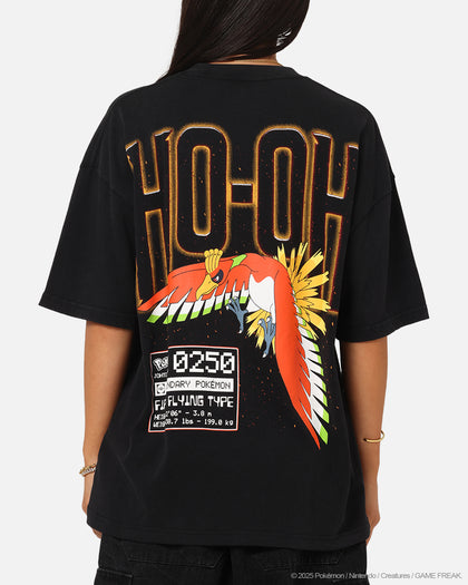 The Pokémon Collection By 73Studio Ho-Oh T-Shirt Black Acidwash