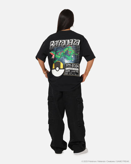 The Pokémon Collection By 73Studio Rayquaza T-Shirt Black Acidwash