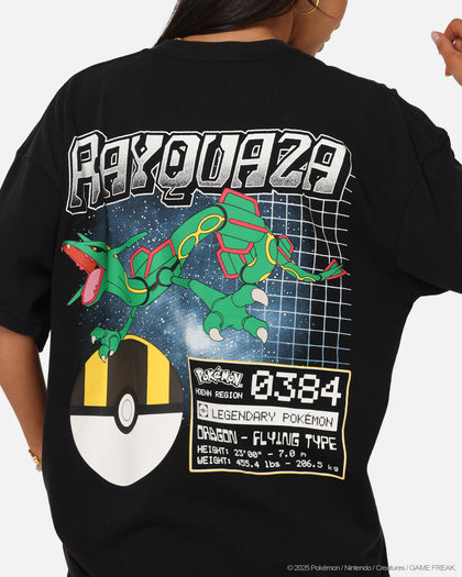 The Pokémon Collection By 73Studio Rayquaza T-Shirt Black Acidwash