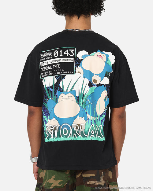 The Pokémon Collection By 73Studio Snorlax T-Shirt Black Acidwash