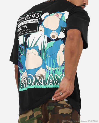 The Pokémon Collection By 73Studio Snorlax T-Shirt Black Acidwash