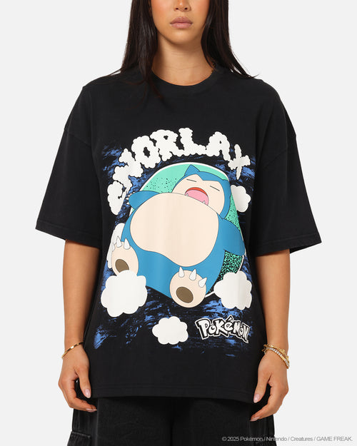 The Pokémon Collection By 73Studio Snorlax T-Shirt Black Acidwash