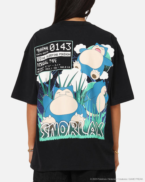 The Pokémon Collection By 73Studio Snorlax T-Shirt Black Acidwash