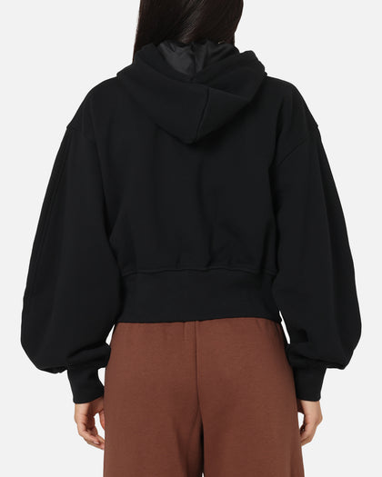 Jordan Women's Flight Fleece Satin-Lined Hoodie Black/Dark Smoke