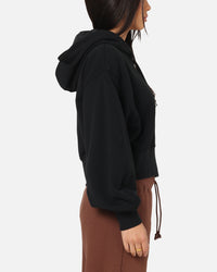 Jordan Women's Flight Fleece Satin-Lined Hoodie Black/Dark Smoke