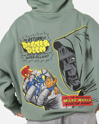 73Studio Marvel Fantastic Four Doctor Doom Villain Hoodie Washed Green
