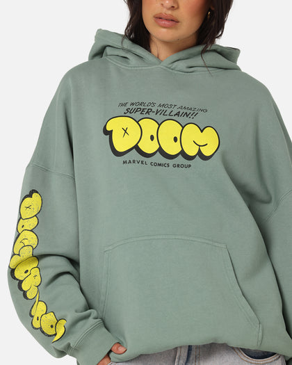 73Studio Marvel Fantastic Four Doctor Doom Villain Hoodie Washed Green