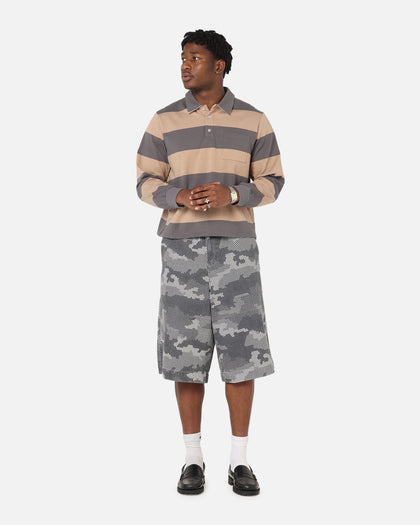 XXIII Rugby Long Sleeve Polo T-Shirt Charcoal/Tan