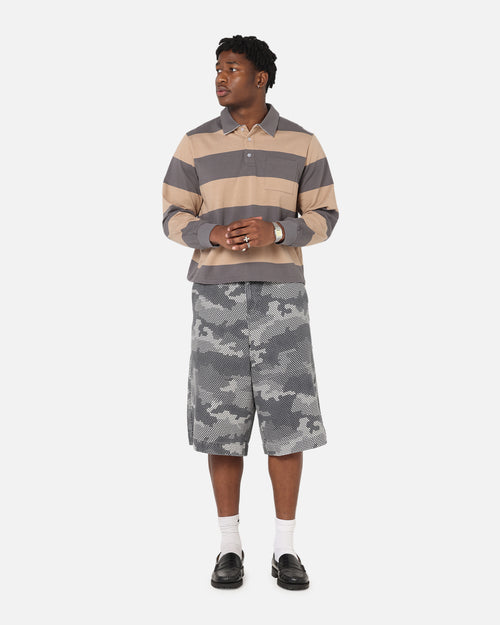 XXIII Rugby Long Sleeve Polo T-Shirt Charcoal/Tan