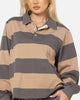 XXIII Rugby Long Sleeve Polo T-Shirt Charcoal/Tan