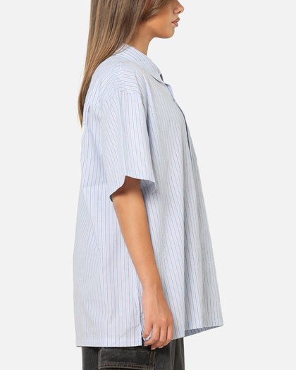 X-Large Drip Button Up Shirt Blue Stripe/White