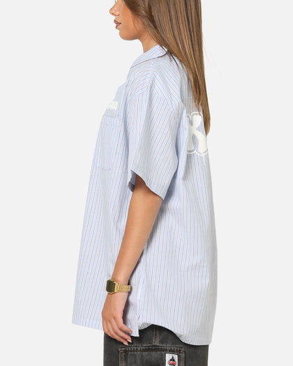 X-Large Drip Button Up Shirt Blue Stripe/White