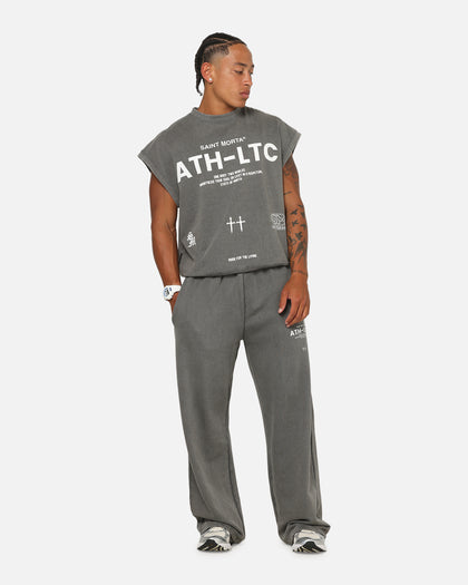 Saint Morta Athletc Cut Off Sweat T-Shirt Washed Charcoal