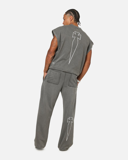 Saint Morta Athletc Cut Off Sweat T-Shirt Washed Charcoal