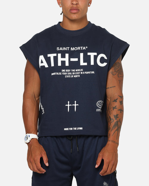 Saint Morta Athletc Cut Off Sweat T-Shirt Dark Royal
