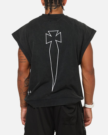 Saint Morta Athletc Cut Off Sweat T-Shirt Washed Black