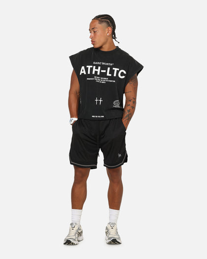 Saint Morta Athletc Cut Off Sweat T-Shirt Washed Black