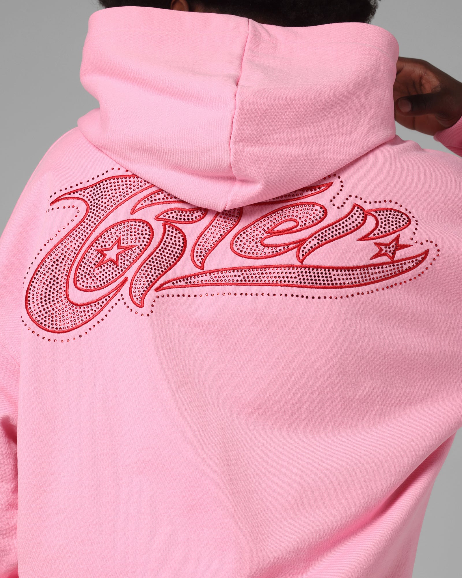 Loiter Silicone Rhinestone Zip Hoodie Pink | Culture Kings