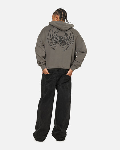 Saint Morta Crested Wing Hoodie Washed Charcoal