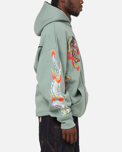 Ed Hardy Floral Zip Hoodie Sage