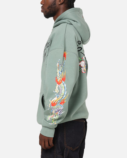 Ed Hardy Floral Zip Hoodie Sage
