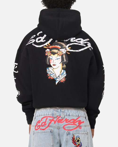 Ed Hardy Geisha Rhinestone Hoodie Black/Multi