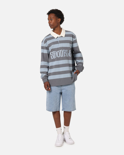 S Double PK Stripe Rugby Polo Baby Blue