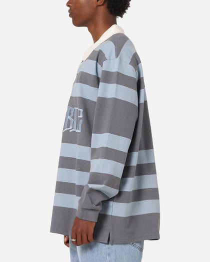 S Double PK Stripe Rugby Polo Baby Blue