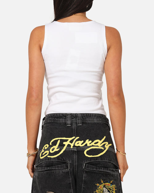 Ed Hardy Women's Tiger Ribbed Tank White
