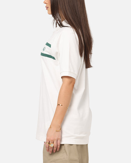 Fred Perry Crepe Pique Zip Neck Polo Shirt Snow White