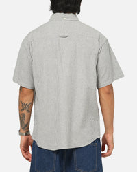 S Double Bay Stripe Classic Button Up Shirt Black/White Stripe