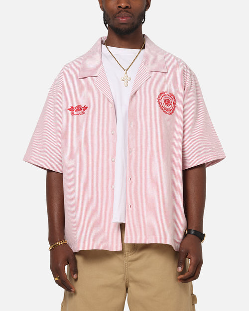 Carre Rose Pinstripe Button Up Shirt Red Stripe