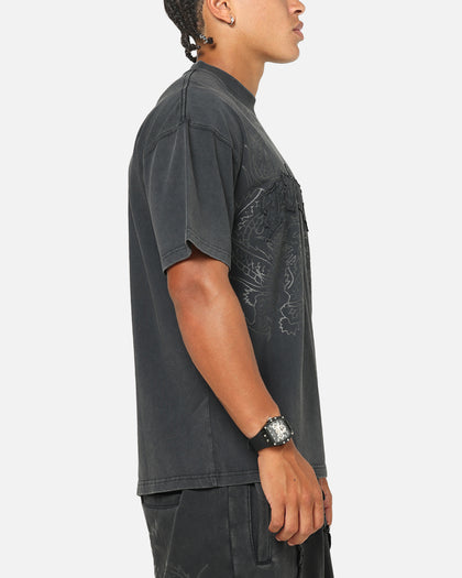 Ed Hardy Double Dragon Applique T-Shirt Black