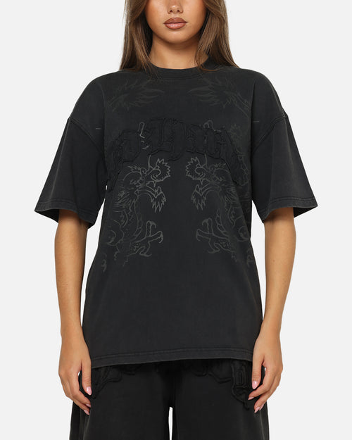 Ed Hardy Double Dragon Applique T-Shirt Black