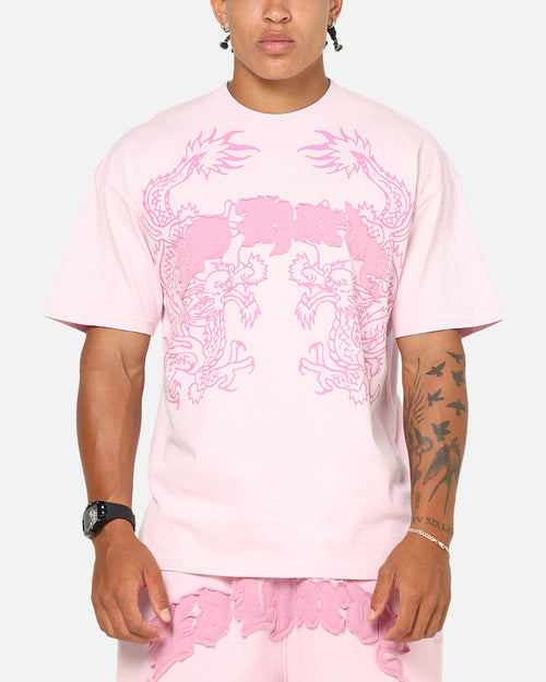 Ed Hardy Double Dragon Applique T-Shirt Pink