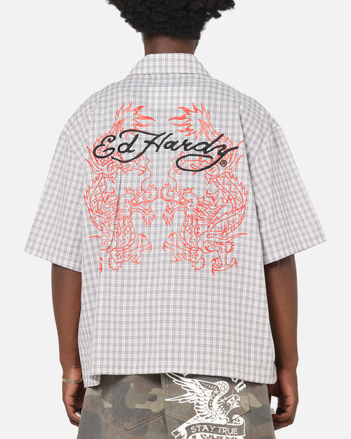 Ed Hardy Dragon Zip Shirt Grey/White