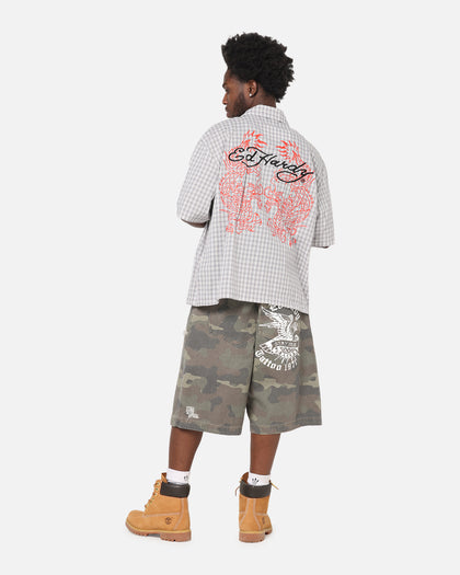 Ed Hardy Dragon Zip Shirt Grey/White