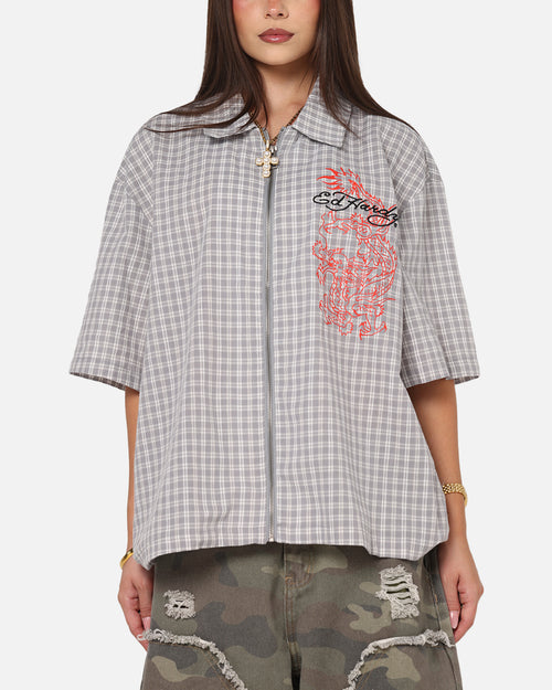Ed Hardy Dragon Zip Shirt Grey/White