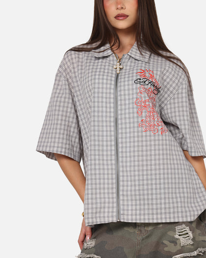 Ed Hardy Dragon Zip Shirt Grey/White