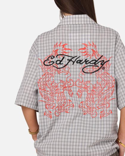 Ed Hardy Dragon Zip Shirt Grey/White